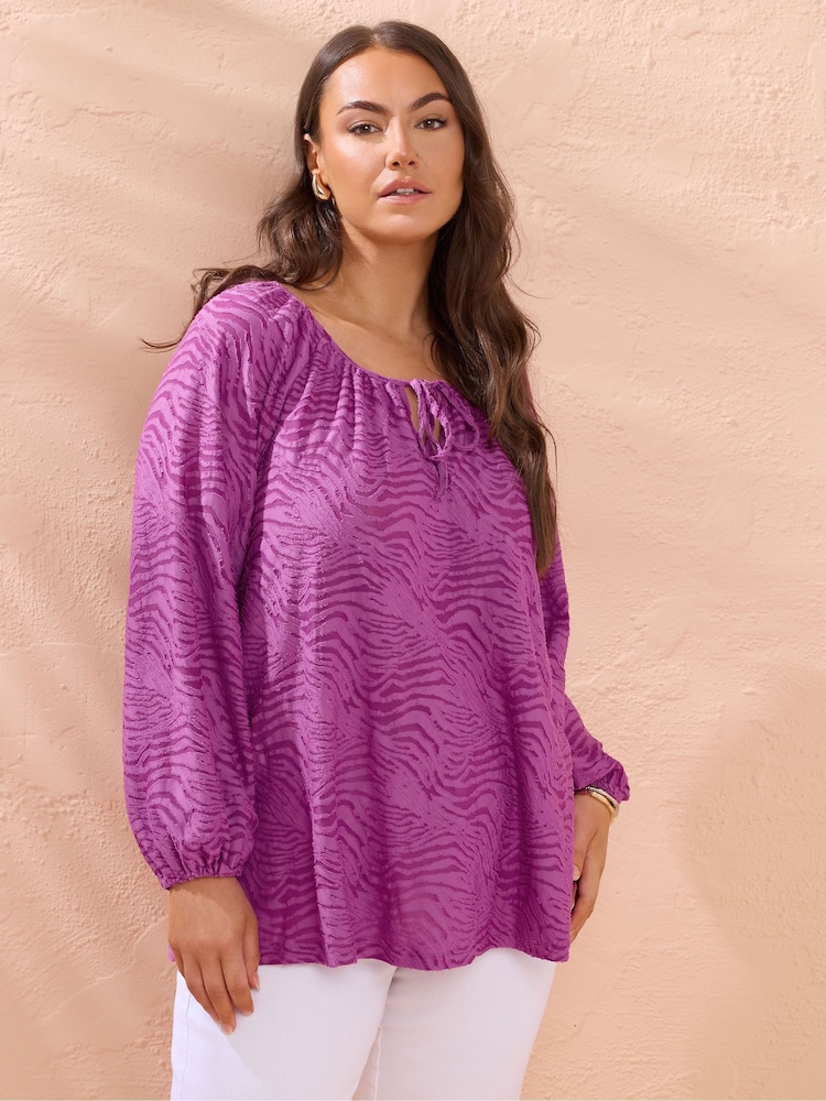 Evans Zebra Print Burnout Blouse - Image 1 of 5