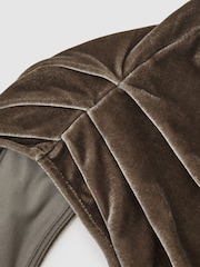 Reiss Mocha Brown Kassia Velvet Cut-Out Long-Sleeve Top - Image 5 of 5