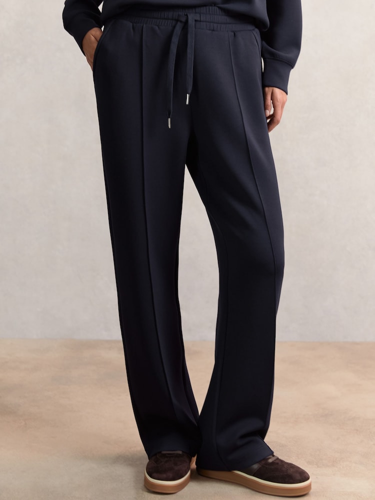Reiss Navy Jemma Petite Modal-Blend Interlock Wide-Leg Joggers - Image 1 of 7