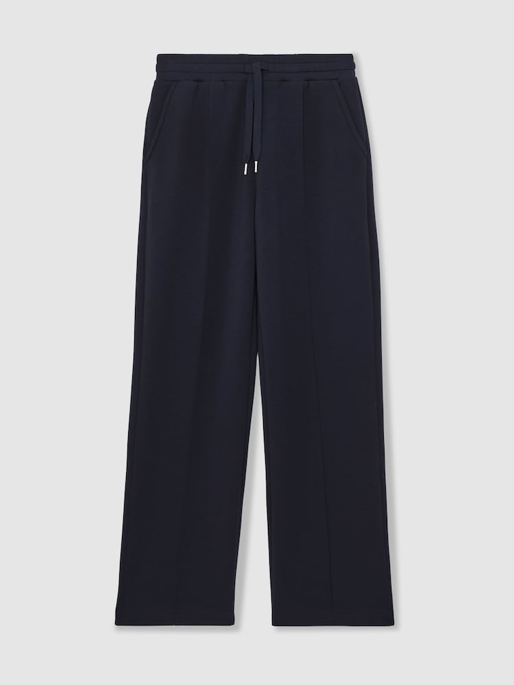 Reiss Navy Jemma Petite Modal-Blend Interlock Wide-Leg Joggers - Image 2 of 7