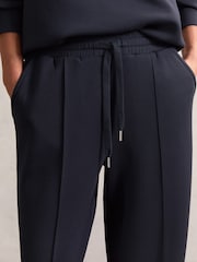Reiss Navy Jemma Petite Modal-Blend Interlock Wide-Leg Joggers - Image 4 of 7