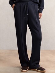 Reiss Navy Jemma Modal-Blend Interlock Wide-Leg Joggers - Image 3 of 6