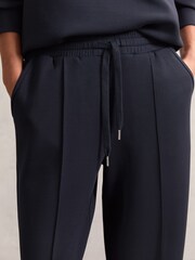 Reiss Navy Jemma Modal-Blend Interlock Wide-Leg Joggers - Image 4 of 6