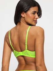 Ann Summers Green Lime Caged Hibiscus Floral Print Embroidery Non Pad Balcony Bra - Image 2 of 5