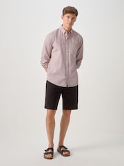 紫色 - 标准项圈 - 棉 亚麻布Blend 长袖 衬衫 - 8的图像2｝