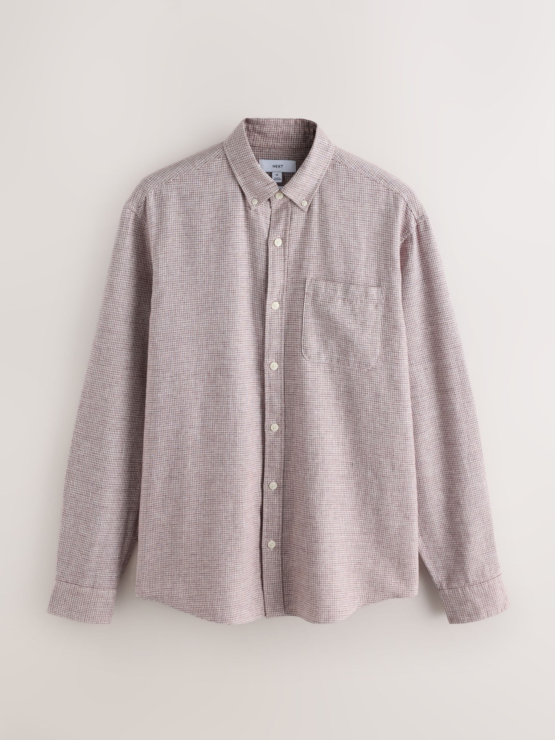 Buy Purple Classic Collar Cotton Linen Blend Long Sleeve Shirt