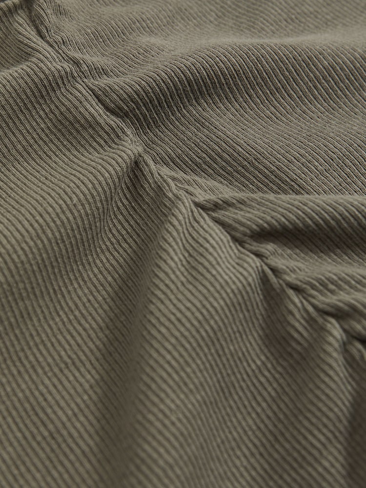 Reiss Khaki Green Trudy Fine Rib Ruched Vest Top - Image 5 of 5