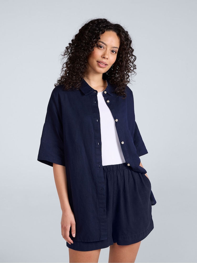 Animal Blue Womens Nova Linen Shirt - Image 2 of 9 Animal Blue Womens Nova Linen Shirt - Image 2 of 9