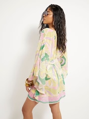 River Island Coverups Mini Printed Chiffon Kaftan - Image 2 of 4