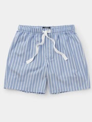 Savile Row Company Blue Twill Wide Stripe 100% Cotton Lounge Shorts - Image 1 of 2
