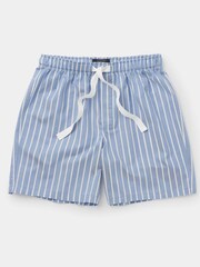 Savile Row Company Blue Twill Wide Stripe Cotton Lounge Shorts - Image 3 of 4