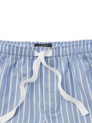 Savile Row Company Blue Twill Wide Stripe Cotton Lounge Shorts - Image 4 of 4