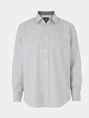 Savile Row Company 100% Cotton Classic Fit Printed Casual White Shirt - Image 1 of 3