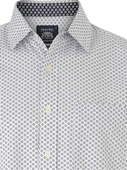 Savile Row Company 100% Cotton Classic Fit Printed Casual White Shirt - Image 2 of 3