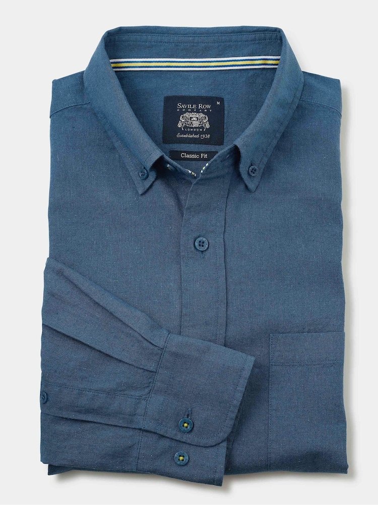 Savile Row Company Classic Fit Linen Cotton Button Down Casual Shirt - Image 2 of 3