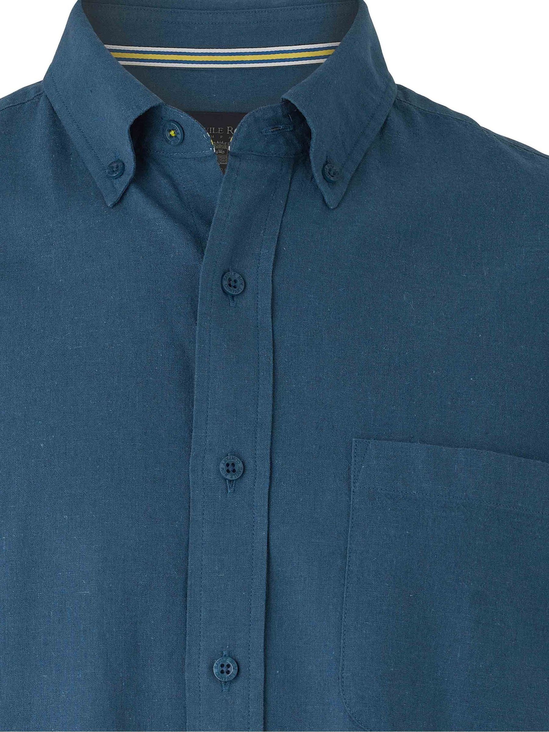 Buy Savile Row Company Dark Blue Classic Fit Linen Cotton Blend