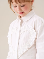 Angel & Rocket White Adelle Frill Heart Print Shirt - Image 2 of 8