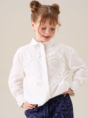 Angel & Rocket White Adelle Frill Heart Print Shirt - Image 3 of 8