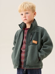 Angel & Rocket Green Aaron Zip Through Sherpa Fleece - Image 1 of 8