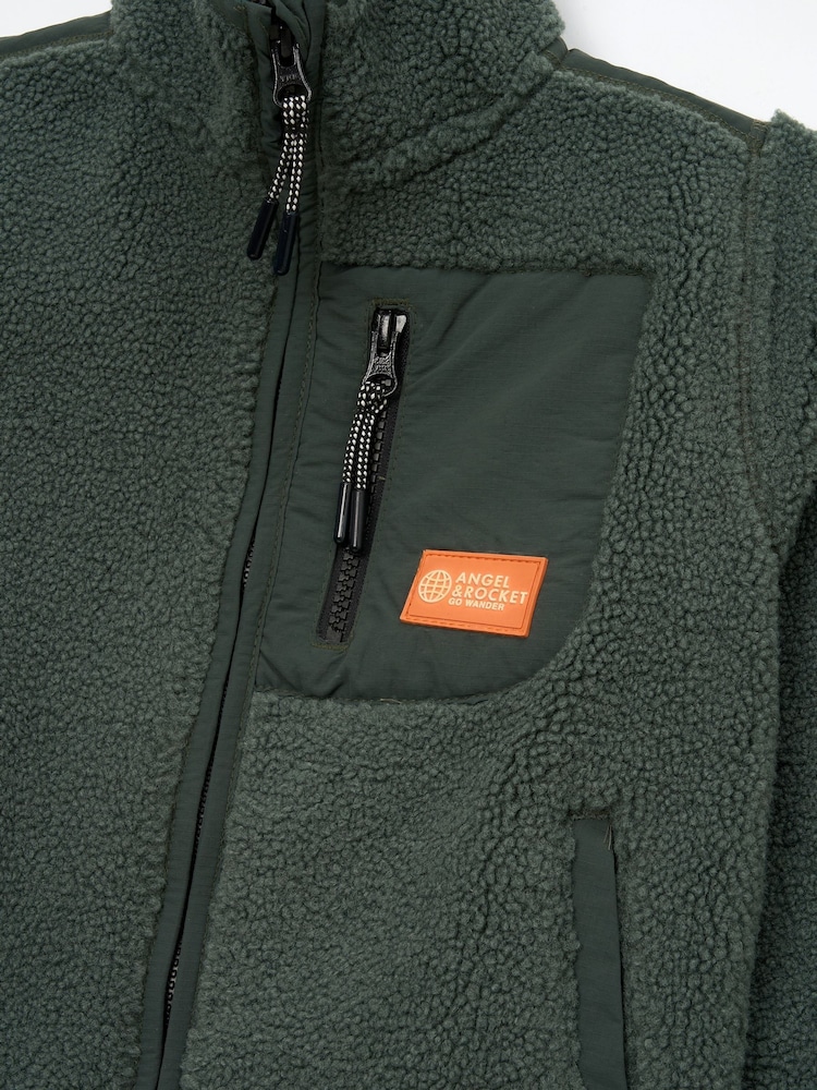 Angel & Rocket Green Aaron Zip Through Sherpa Fleece - Image 10 of 10 Angel & Rocket Green Aaron Zip Through Sherpa Fleece - Image 10 of 10