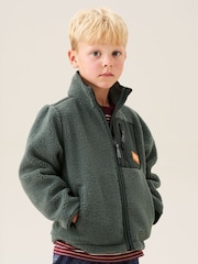 Angel & Rocket Green Aaron Zip Through Sherpa Fleece - Image 2 of 8