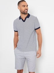 Threadbare Stripe Open Neck Collar 100% Cotton Polo Shirt - صورة 1 من 4