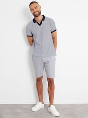 Threadbare Stripe Open Neck Collar 100% Cotton Polo Shirt - صورة 3 من 4
