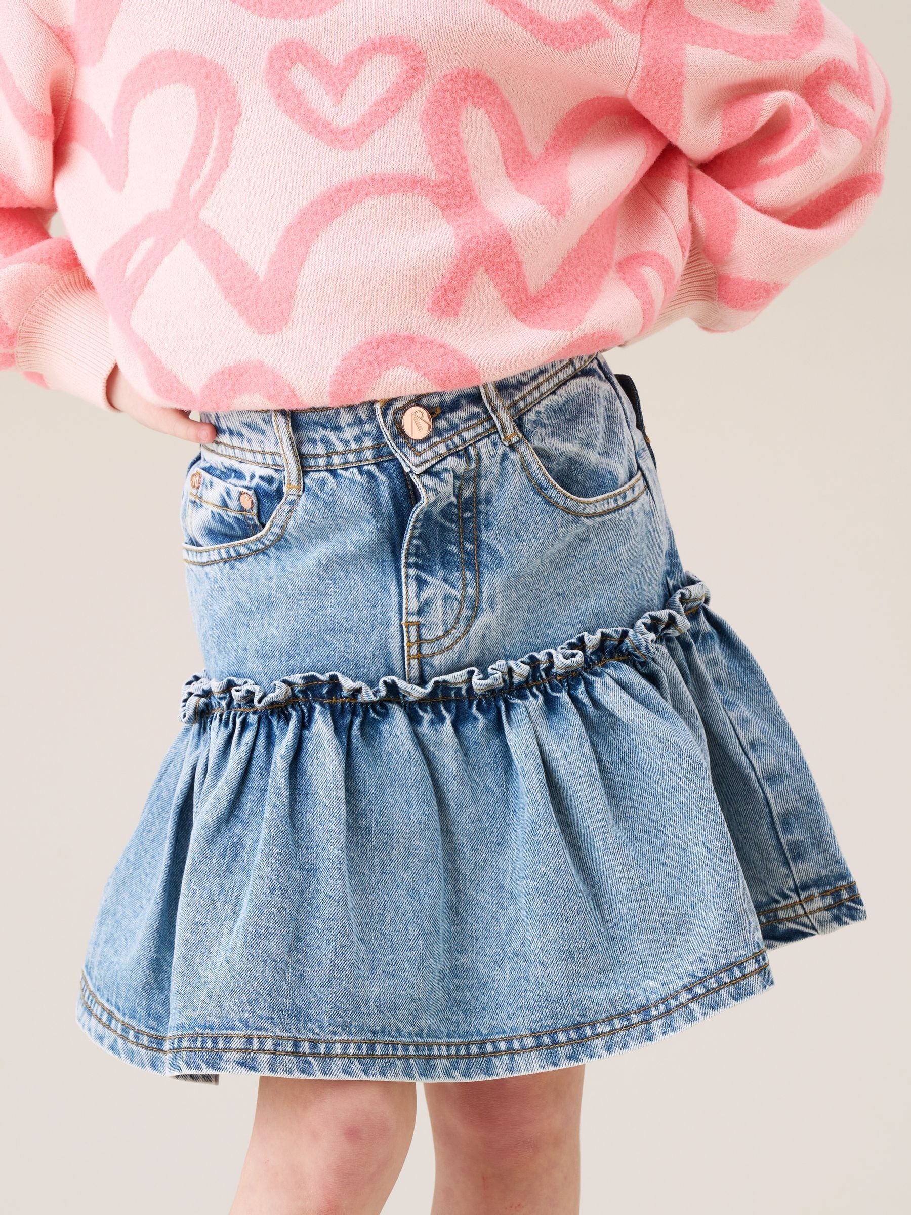 Buy Angel & Rocket Blue Noemie Heart Pocket Denim Skirt from Next USA
