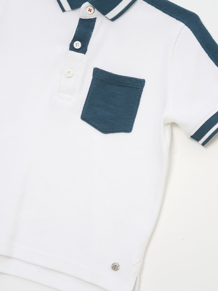 Angel & Rocket White Nolan Popcorn Knit Polo Shirt - Image 8 of 8