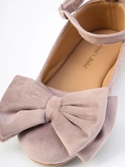 Angel & Rocket Pink Double Bow Velvet Ankle Strap Shoes - Image 5 of 5