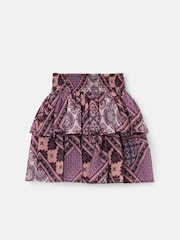 Angel & Rocket Purple Adrienne Tiered Boho Print Skirt - Image 6 of 7