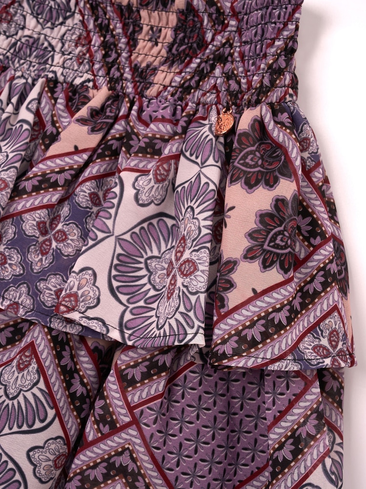 Angel & Rocket Purple Adrienne Tiered Boho Print Skirt - Image 7 of 7
