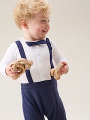 Angel & Rocket Blue Jude Smart Bow Tie Onesie - Image 1 of 5