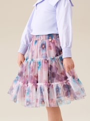 Angel & Rocket White Cara Printed Mesh Midi Skirt - Image 5 of 6