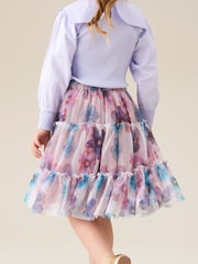 Angel & Rocket White Cara Printed Mesh Midi Skirt - Image 6 of 6