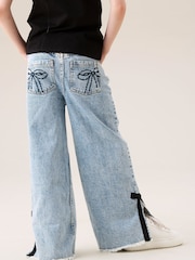 Angel & Rocket Blue Lena Bow Detail Straight Leg Jeans - Image 2 of 6