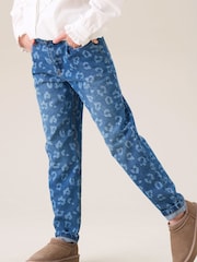 Angel & Rocket Blue Kendal Leopard Print Denim Barrel Leg Jeans - Image 2 of 7