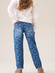 Angel & Rocket Blue Kendal Leopard Print Denim Barrel Leg Jeans - Image 3 of 7