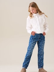 Angel & Rocket Blue Kendal Leopard Print Denim Barrel Leg Jeans - Image 4 of 7