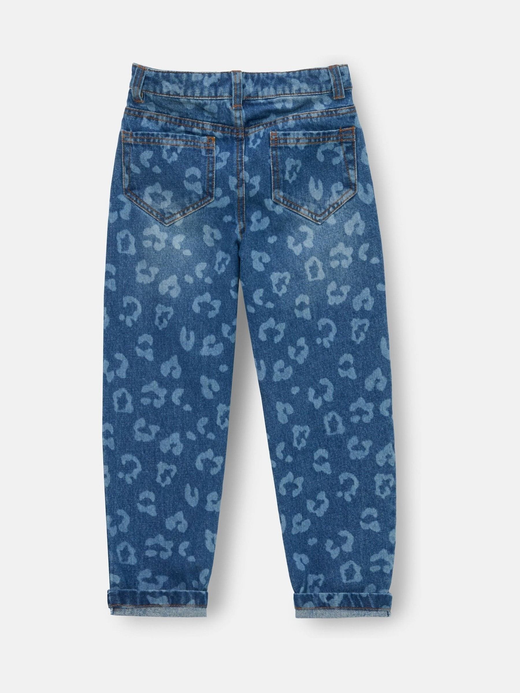 Buy Angel & Rocket Blue Kendal Leopard Print Denim Barrel Leg
