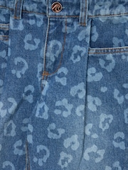 Angel & Rocket Blue Kendal Leopard Print Denim Barrel Leg Jeans - Image 7 of 7