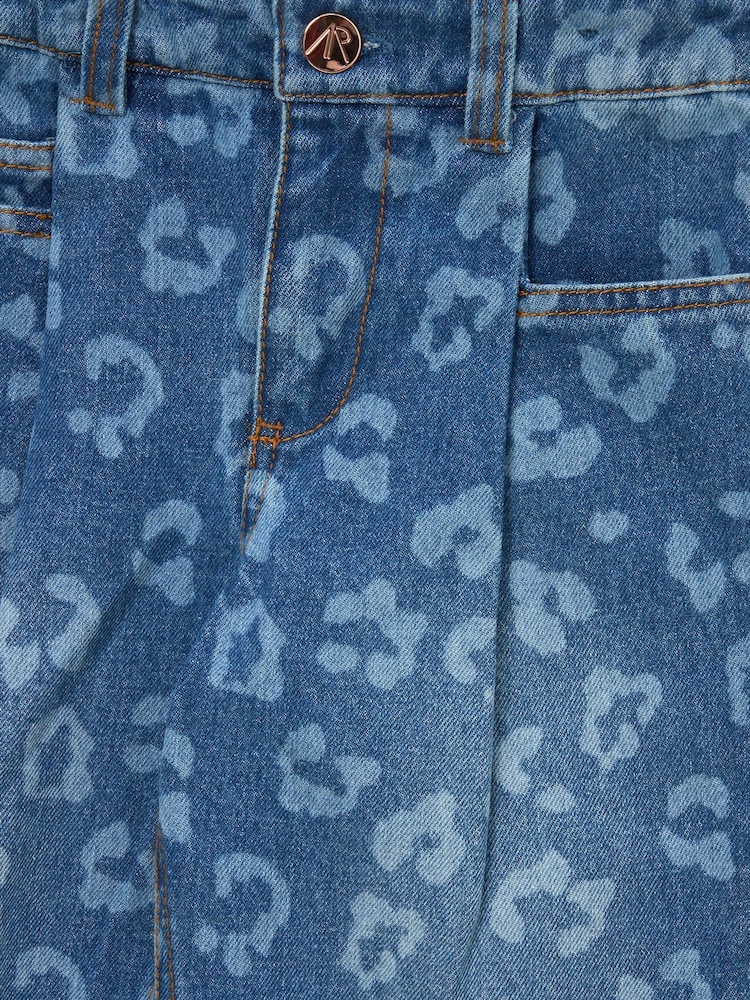 Angel & Rocket Blue Kendal Leopard Print Denim Barrel Leg Jeans - Image 7 of 7 Angel & Rocket Blue Kendal Leopard Print Denim Barrel Leg Jeans - Image 7 of 7
