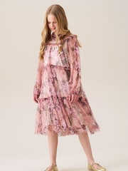 Angel & Rocket Pink Cara Printed Swing Mesh Dress - Image 1 of 7