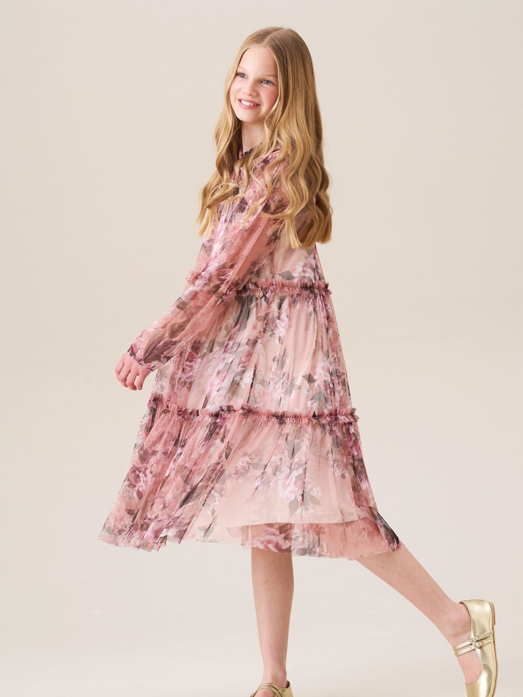 Angel & Rocket Pink Cara Printed Swing Mesh Dress - Image 2 of 7