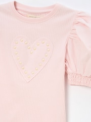 Angel & Rocket Pink Agatha Heart Print Rib T-Shirt - Image 7 of 7