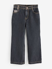 Angel & Rocket Black Piper Leopard Print Star Applique Wide Leg Jeans - Image 1 of 5