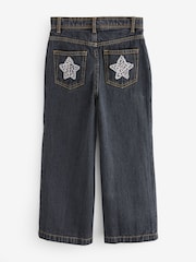 Angel & Rocket Black Piper Leopard Print Star Applique Wide Leg Jeans - Image 2 of 5