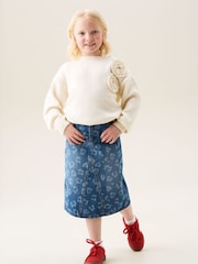Angel & Rocket Blue Kendal Leopard Print Denim Midi Skirt - Image 2 of 7