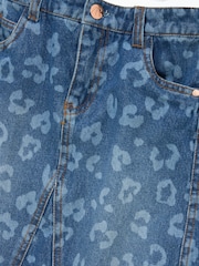 Angel & Rocket Blue Kendal Leopard Print Denim Midi Skirt - Image 7 of 7