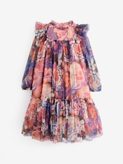 Angel & Rocket Purple Cara Printed Swing Mesh Dress - Image 1 of 5